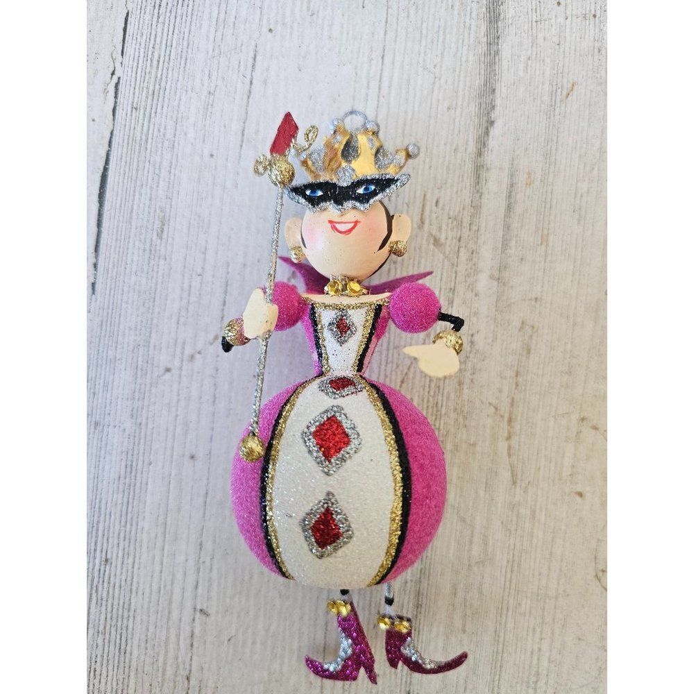 Pier 1 Queen jointed glitter metal valentine ornament vintage Xmas tree wand pin